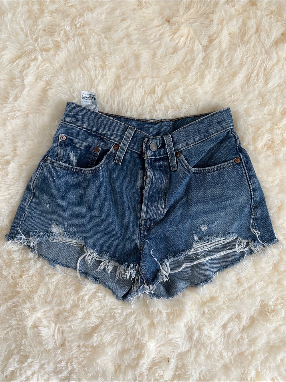 Levi's Dark Blue Distressed Cutoff Jean Shorts